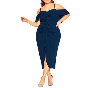 City Chic Navy Off-Shoulder Dress